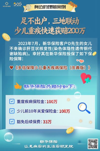 新华保险理赔案例 足不出户,三地联动,少儿重疾快速获赔200万